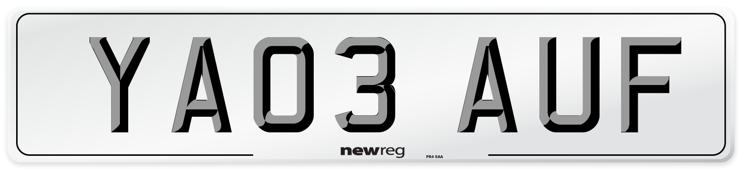 YA03 AUF Number Plate from New Reg